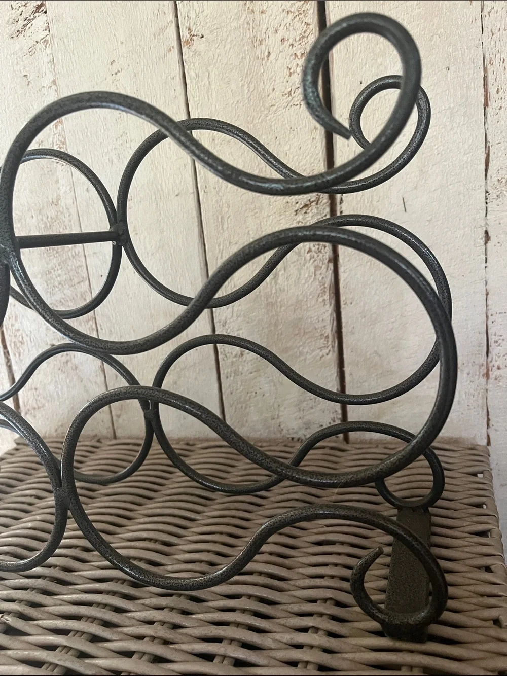 Ornate Scroll Metal 6 Bottle Wine Rack - Metallic Gray